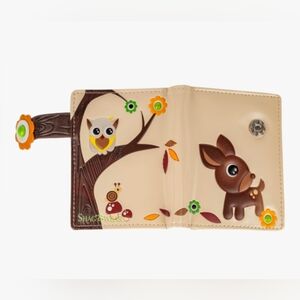 Shagwear Small Wallet Vegan Leather Woodland Forrest Cream Clutch Purse Bag